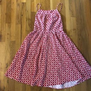 Loft Red and White Open Back Dress, size 2